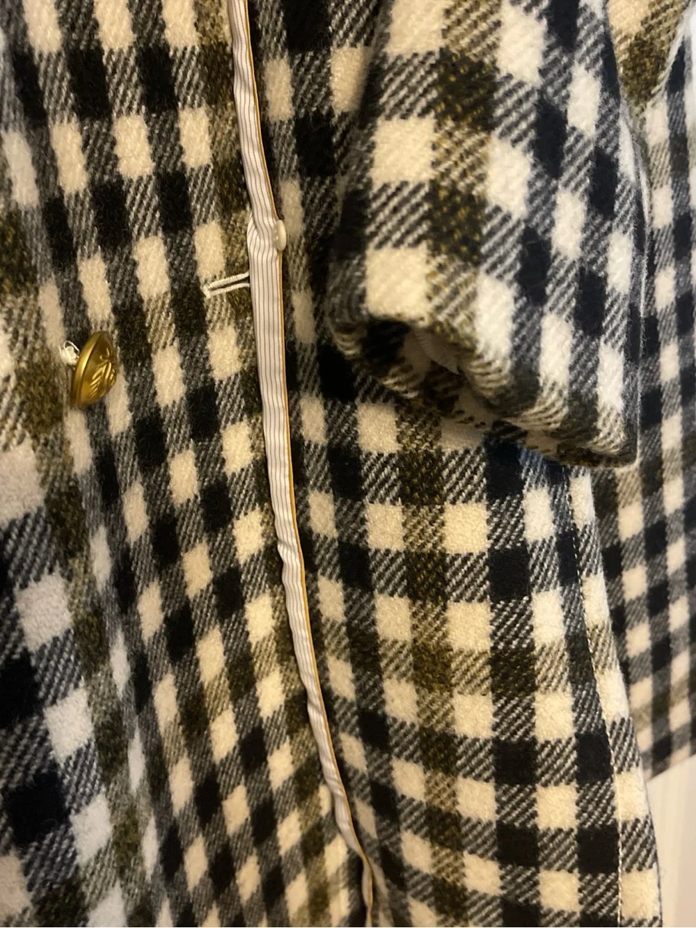J. CREW Ladies Double Breasted Long Wool Coat, Ivory Multi plaid, Sz 8 NWOT! - Picture 15 of 16